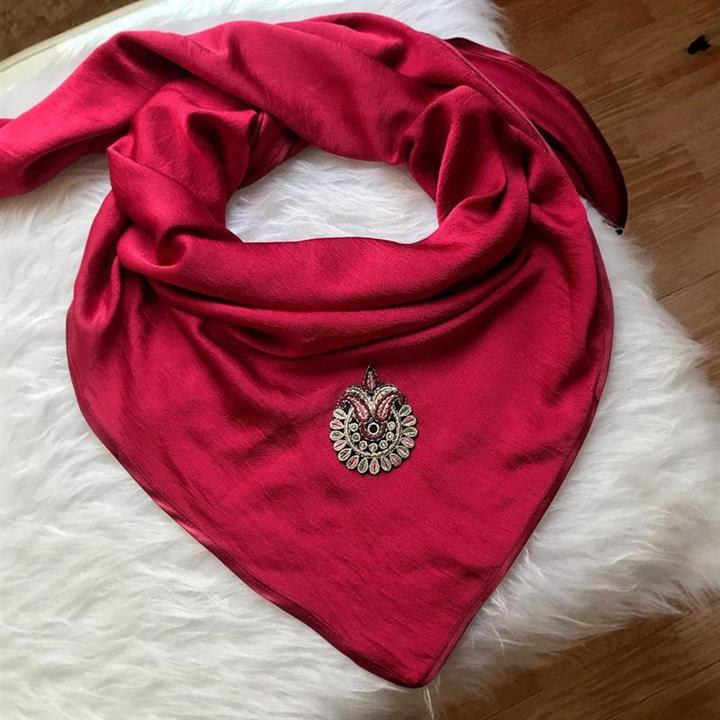 روسری زنانه مزونی هلنسا مدل گان دوزی شده جنس کرپ نخی ( )